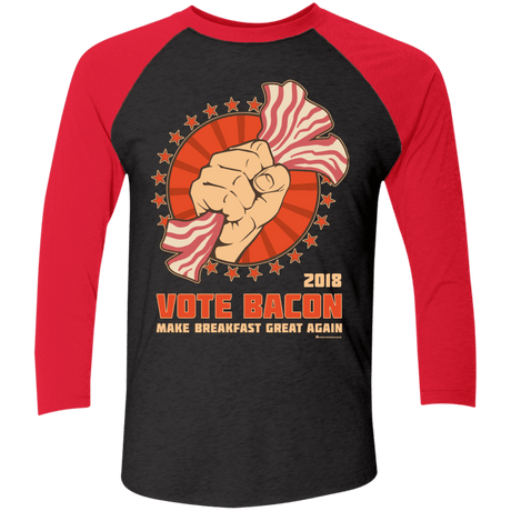 T-Shirts Vintage Black/Vintage Red / X-Small Vote Bacon In 2018 Triblend 3/4 Sleeve