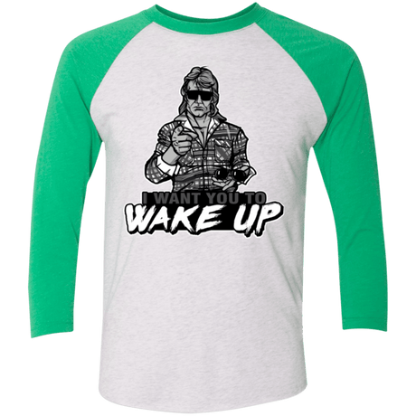 T-Shirts Heather White/Envy / X-Small Wake Up Triblend 3/4 Sleeve