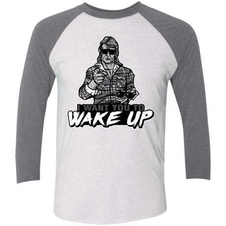 T-Shirts Heather White/Premium Heather / X-Small Wake Up Triblend 3/4 Sleeve