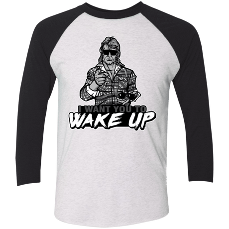 T-Shirts Heather White/Vintage Black / X-Small Wake Up Triblend 3/4 Sleeve