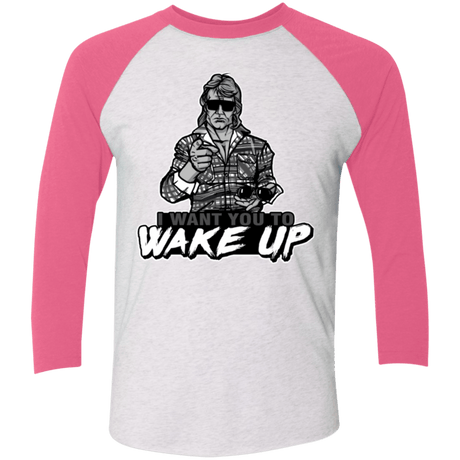 T-Shirts Heather White/Vintage Pink / X-Small Wake Up Triblend 3/4 Sleeve