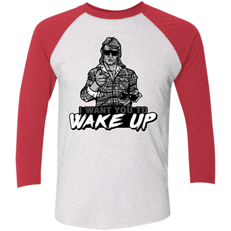 T-Shirts Heather White/Vintage Red / X-Small Wake Up Triblend 3/4 Sleeve