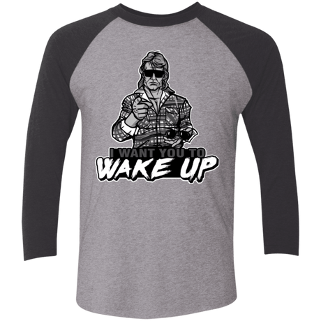 T-Shirts Premium Heather/Vintage Black / X-Small Wake Up Triblend 3/4 Sleeve