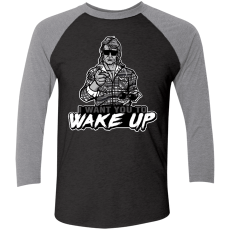 T-Shirts Vintage Black/Premium Heather / X-Small Wake Up Triblend 3/4 Sleeve