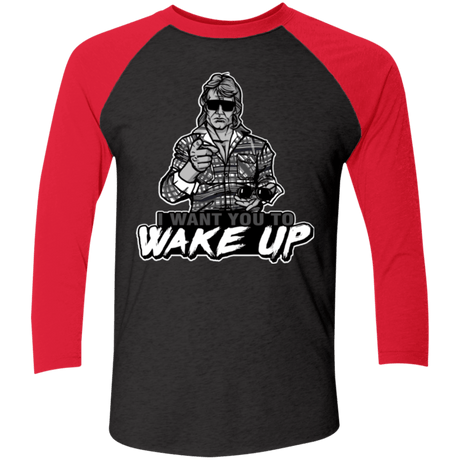 T-Shirts Vintage Black/Vintage Red / X-Small Wake Up Triblend 3/4 Sleeve