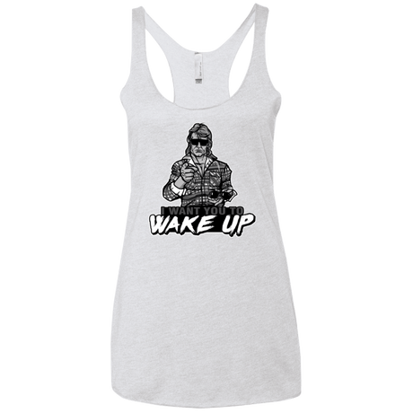 T-Shirts Heather White / X-Small Wake Up Women's Triblend Racerback Tank