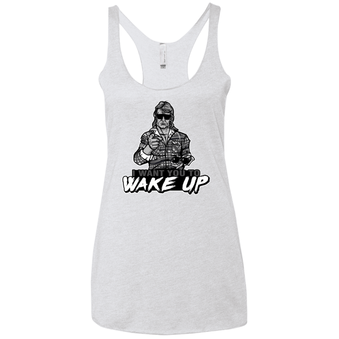 T-Shirts Heather White / X-Small Wake Up Women's Triblend Racerback Tank