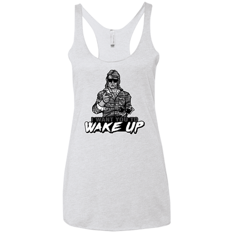 T-Shirts Heather White / X-Small Wake Up Women's Triblend Racerback Tank