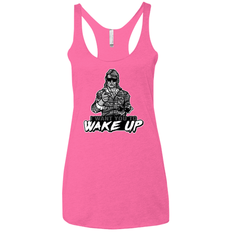T-Shirts Vintage Pink / X-Small Wake Up Women's Triblend Racerback Tank