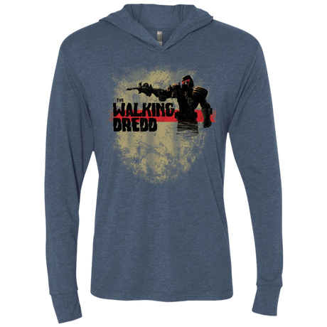 T-Shirts Indigo / X-Small Walking Dredd Triblend Long Sleeve Hoodie Tee