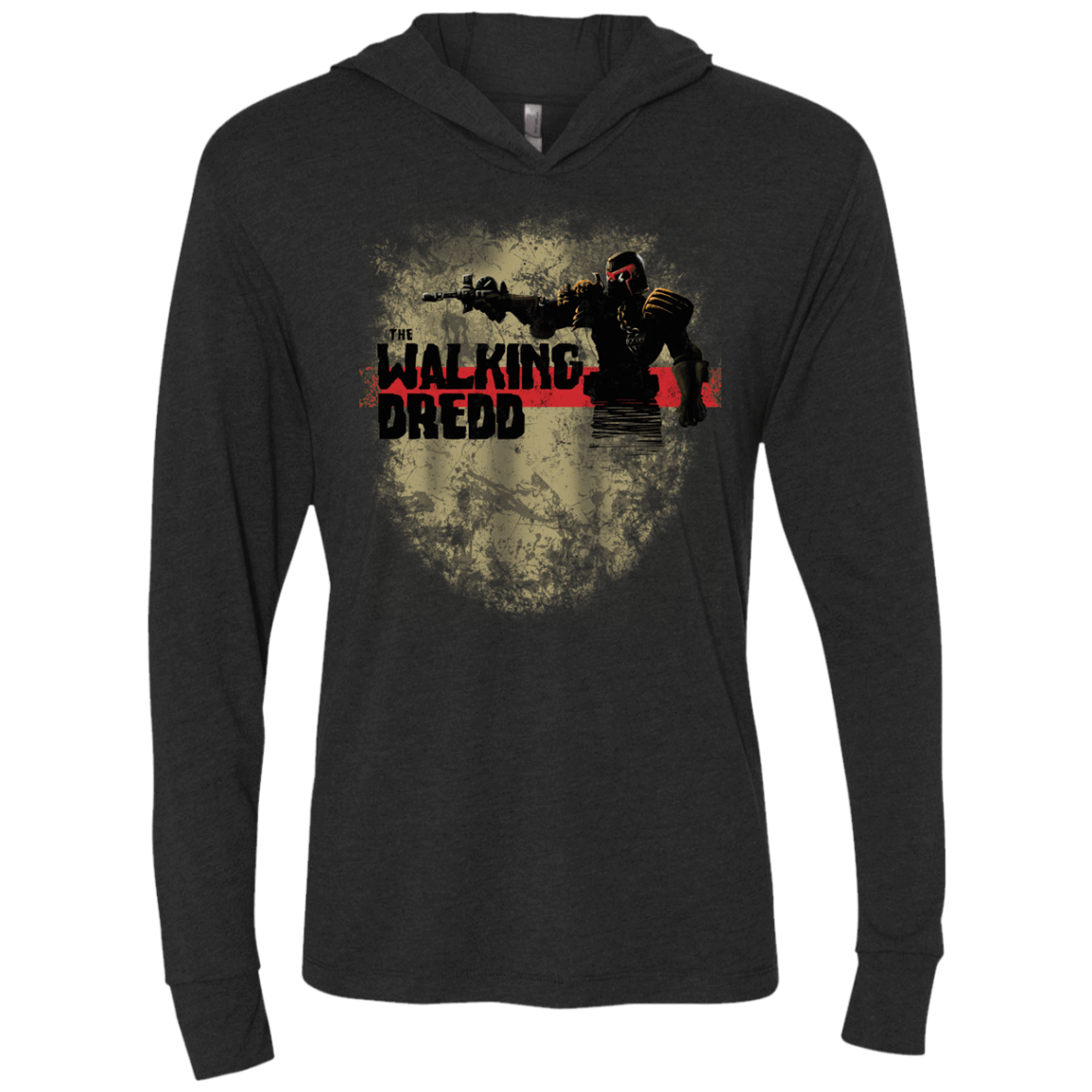 T-Shirts Vintage Black / X-Small Walking Dredd Triblend Long Sleeve Hoodie Tee