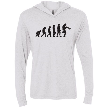 T-Shirts Heather White / X-Small Walking Evolution Triblend Long Sleeve Hoodie Tee