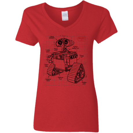 T-Shirts Red / S WALL-E Plan Women's V-Neck T-Shirt