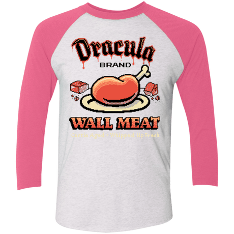 T-Shirts Heather White/Vintage Pink / X-Small Wall Meat Men's Triblend 3/4 Sleeve