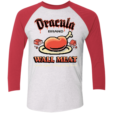 T-Shirts Heather White/Vintage Red / X-Small Wall Meat Men's Triblend 3/4 Sleeve