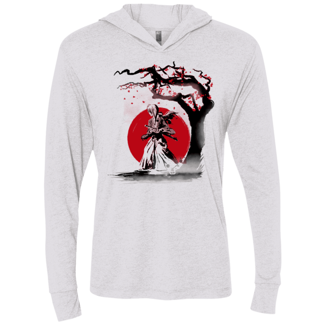 T-Shirts Heather White / X-Small wandering samurai Triblend Long Sleeve Hoodie Tee