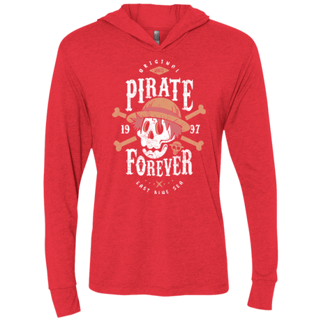 T-Shirts Vintage Red / X-Small Wanted Pirate Forever Triblend Long Sleeve Hoodie Tee