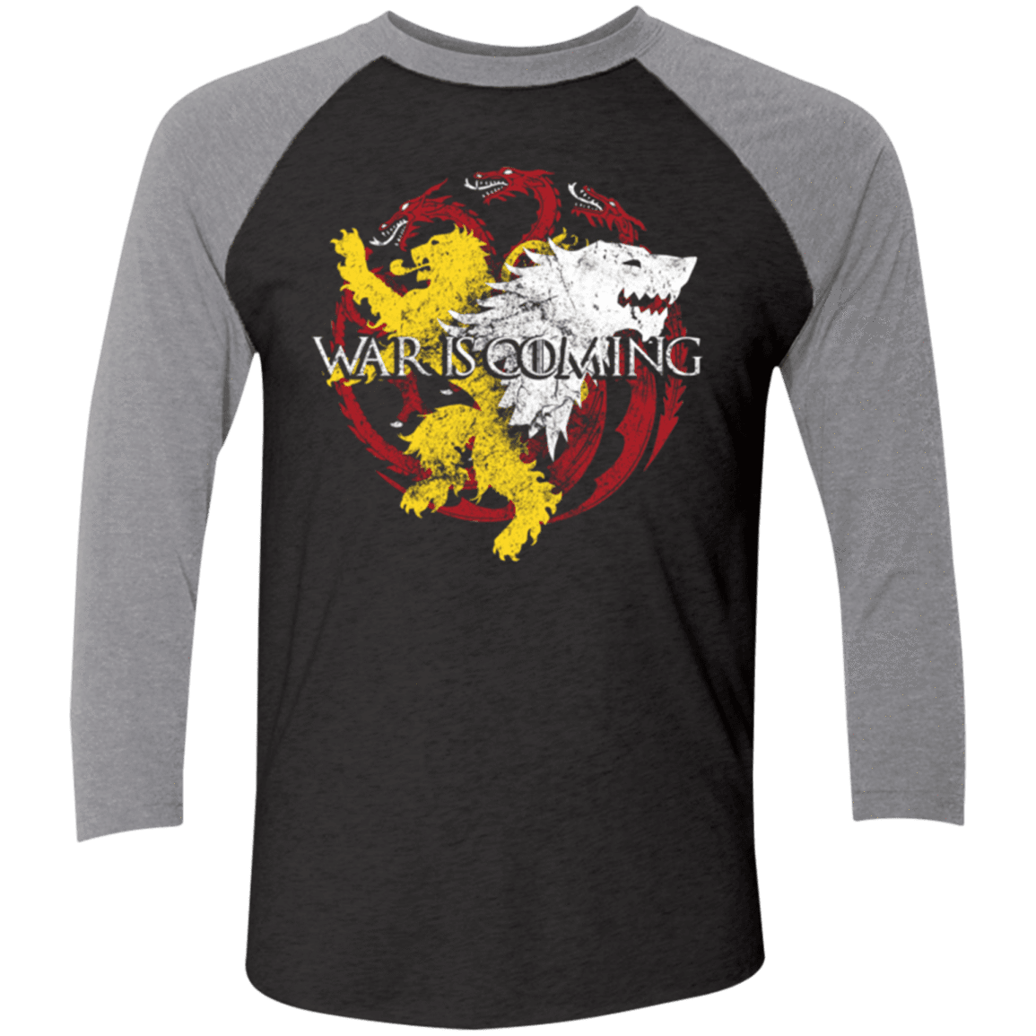 T-Shirts Vintage Black/Premium Heather / X-Small War is Coming Men's Triblend 3/4 Sleeve
