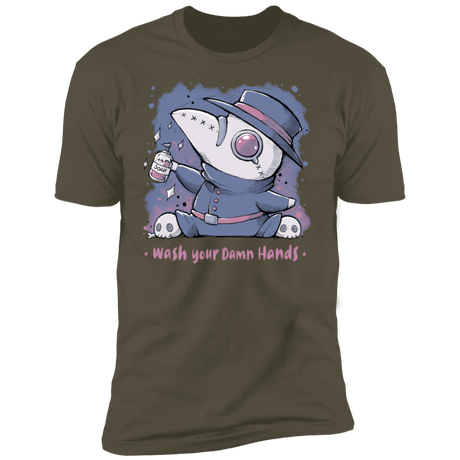 T-Shirts Military Green / S Wash Your Damn Hands Men's Premium T-Shirt