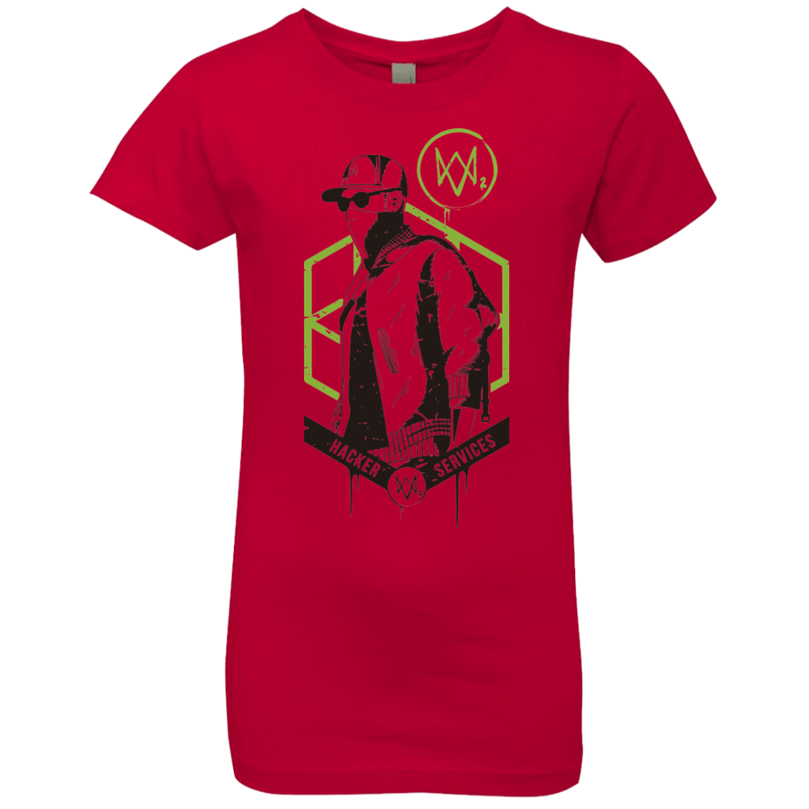 T-Shirts Red / YXS Watch Dogs 2 Hacker Services Girls Premium T-Shirt