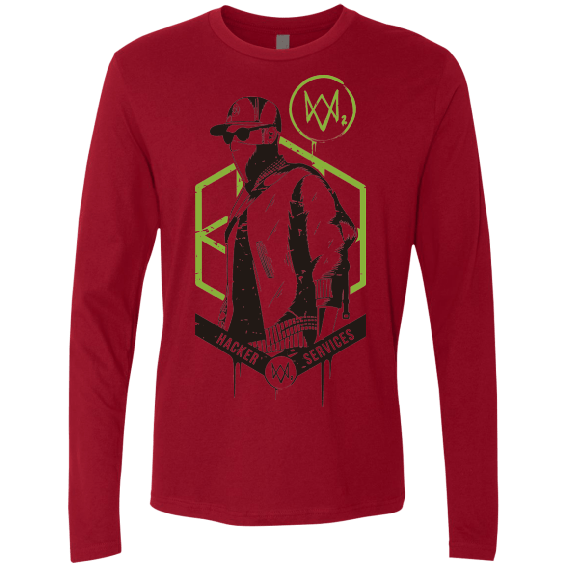 T-Shirts Cardinal / Small Watch Dogs 2 Hacker Services Men's Premium Long Sleeve