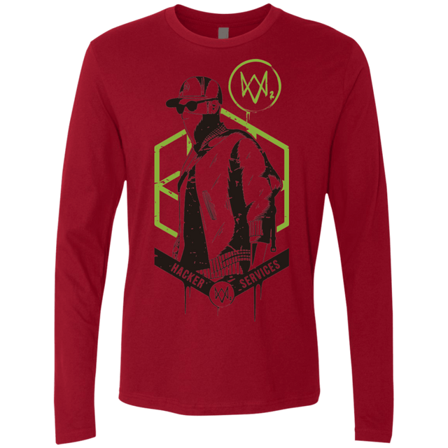 T-Shirts Cardinal / Small Watch Dogs 2 Hacker Services Men's Premium Long Sleeve