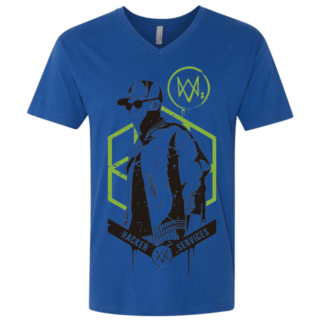 T-Shirts Royal / X-Small Watch Dogs 2 Hacker Services Men's Premium V-Neck