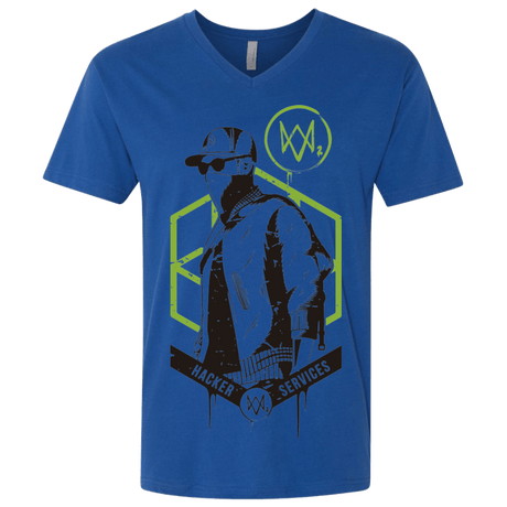 T-Shirts Royal / X-Small Watch Dogs 2 Hacker Services Men's Premium V-Neck