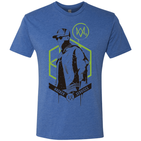 T-Shirts Vintage Royal / Small Watch Dogs 2 Hacker Services Men's Triblend T-Shirt