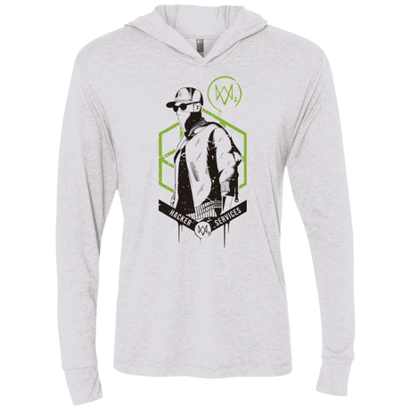 T-Shirts Heather White / X-Small Watch Dogs 2 Hacker Services Triblend Long Sleeve Hoodie Tee