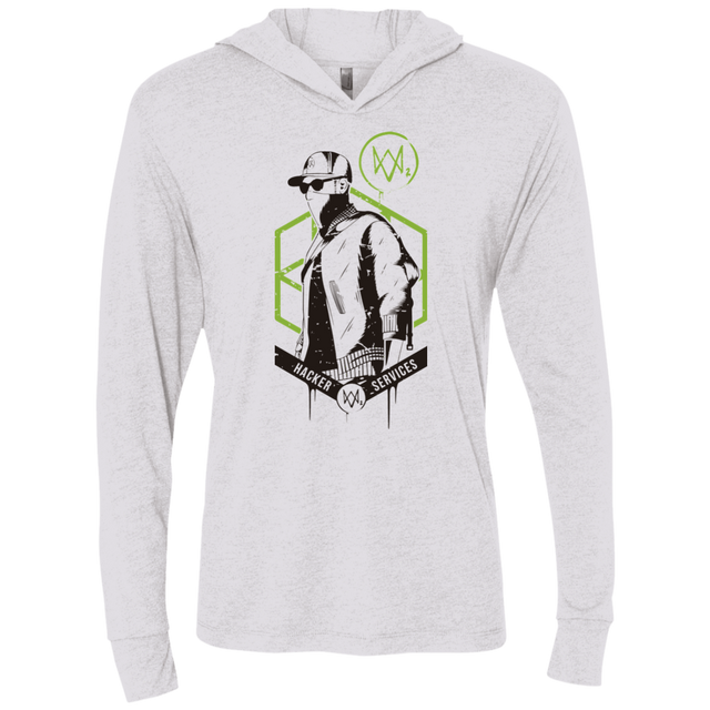 T-Shirts Heather White / X-Small Watch Dogs 2 Hacker Services Triblend Long Sleeve Hoodie Tee