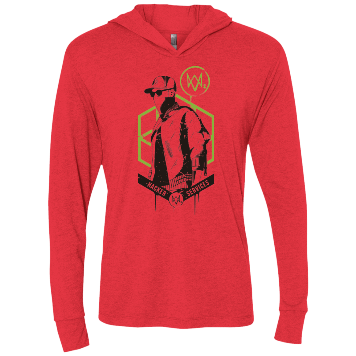 T-Shirts Vintage Red / X-Small Watch Dogs 2 Hacker Services Triblend Long Sleeve Hoodie Tee
