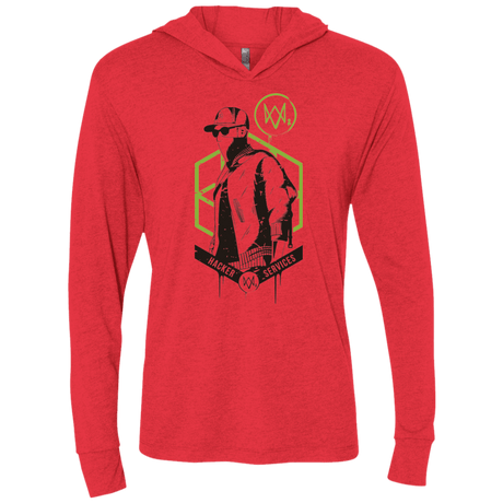 T-Shirts Vintage Red / X-Small Watch Dogs 2 Hacker Services Triblend Long Sleeve Hoodie Tee