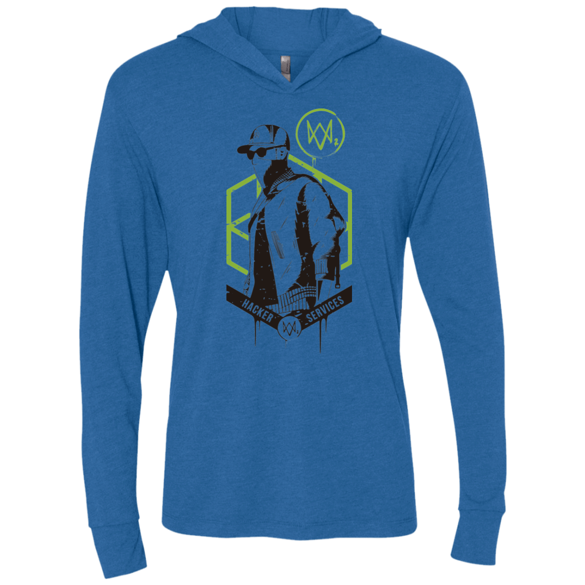 T-Shirts Vintage Royal / X-Small Watch Dogs 2 Hacker Services Triblend Long Sleeve Hoodie Tee