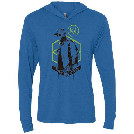 T-Shirts Vintage Royal / X-Small Watch Dogs 2 Hacker Services Triblend Long Sleeve Hoodie Tee