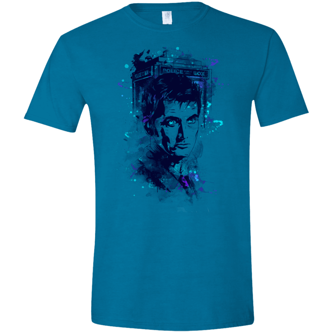 T-Shirts Antique Sapphire / S Water Colors Tenth Doctor Men's Semi-Fitted Softstyle
