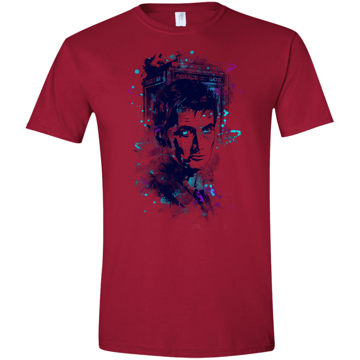T-Shirts Cardinal Red / S Water Colors Tenth Doctor Men's Semi-Fitted Softstyle