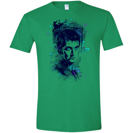 T-Shirts Heather Irish Green / S Water Colors Tenth Doctor Men's Semi-Fitted Softstyle