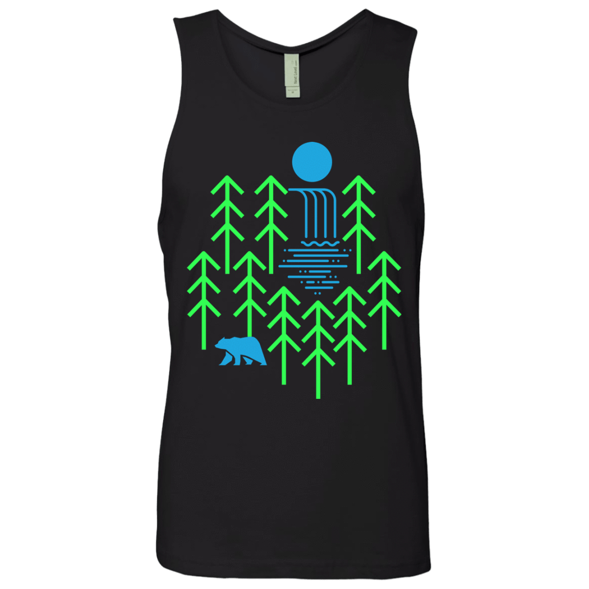 T-Shirts Black / S Waterfall Lake Men's Premium Tank Top