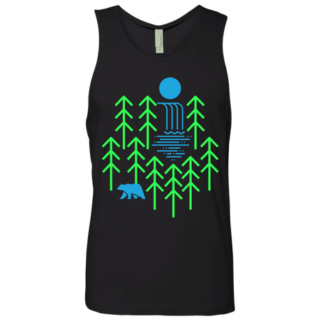 T-Shirts Black / S Waterfall Lake Men's Premium Tank Top