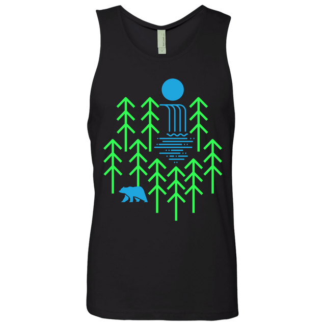 T-Shirts Black / S Waterfall Lake Men's Premium Tank Top