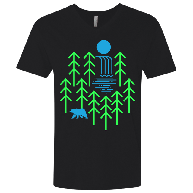 T-Shirts Black / X-Small Waterfall Lake Men's Premium V-Neck