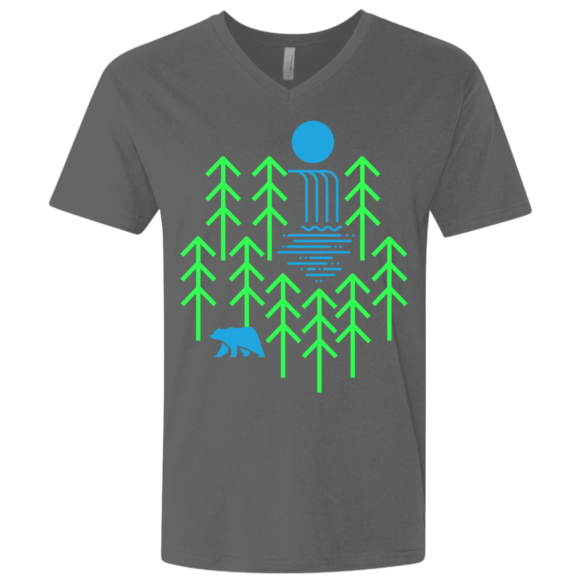 T-Shirts Heavy Metal / X-Small Waterfall Lake Men's Premium V-Neck