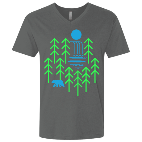 T-Shirts Heavy Metal / X-Small Waterfall Lake Men's Premium V-Neck