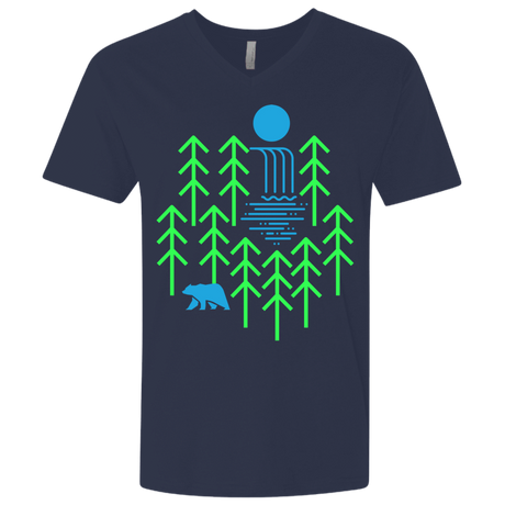 T-Shirts Midnight Navy / X-Small Waterfall Lake Men's Premium V-Neck