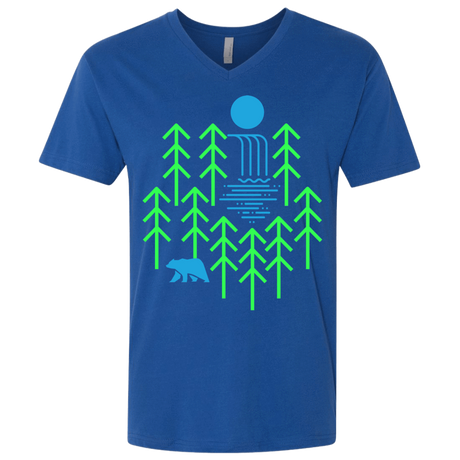 T-Shirts Royal / X-Small Waterfall Lake Men's Premium V-Neck