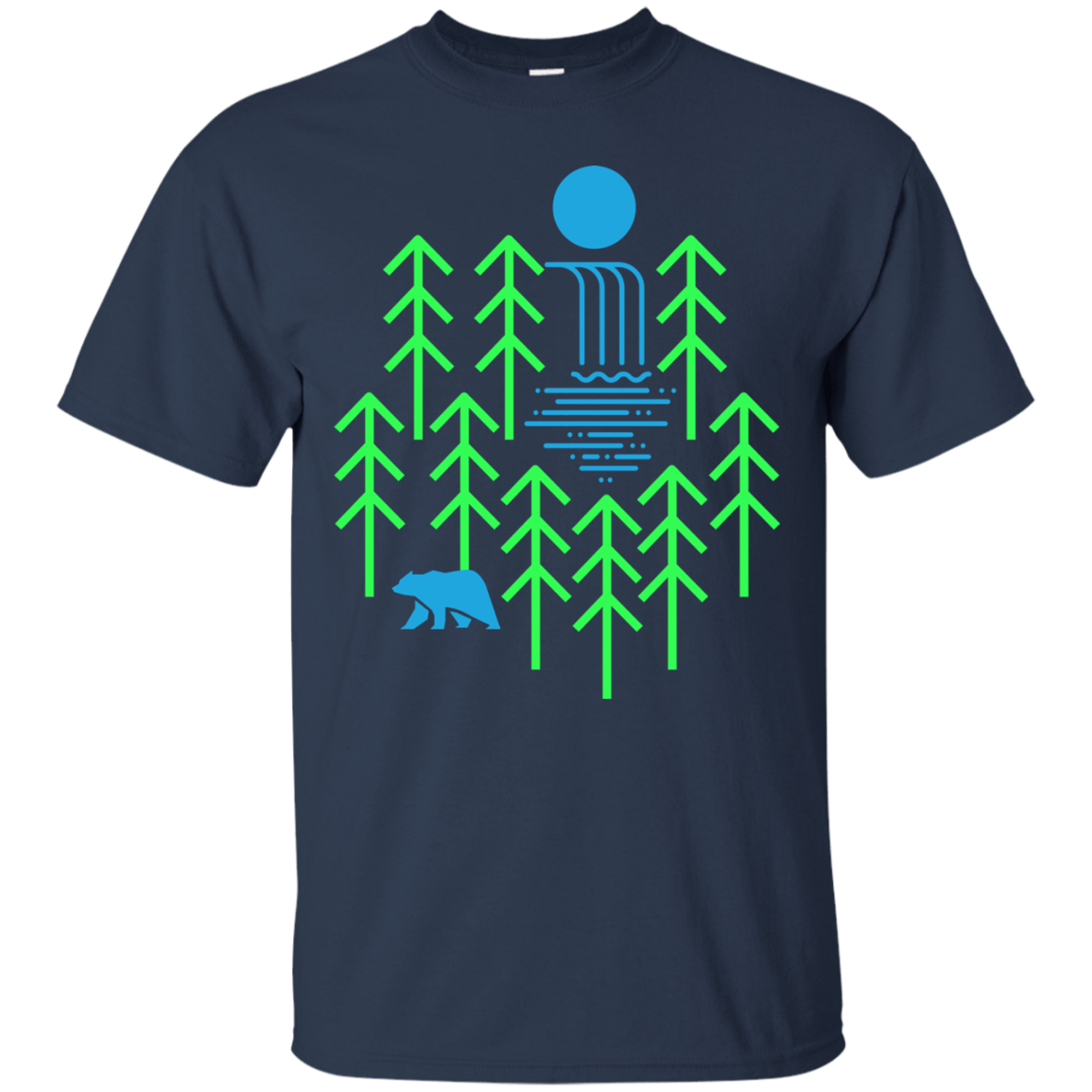 T-Shirts Navy / S Waterfall Lake T-Shirt
