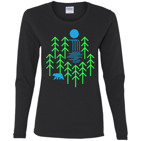 T-Shirts Black / S Waterfall Lake Women's Long Sleeve T-Shirt
