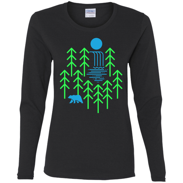 T-Shirts Black / S Waterfall Lake Women's Long Sleeve T-Shirt