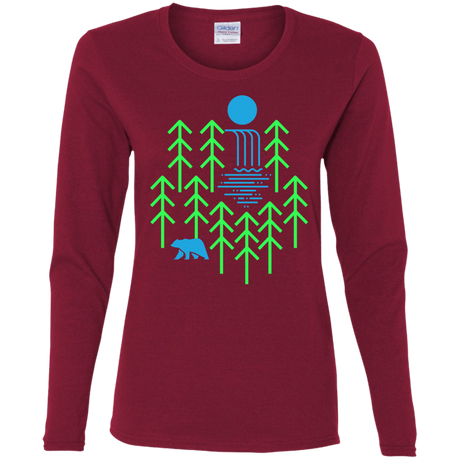 T-Shirts Cardinal / S Waterfall Lake Women's Long Sleeve T-Shirt